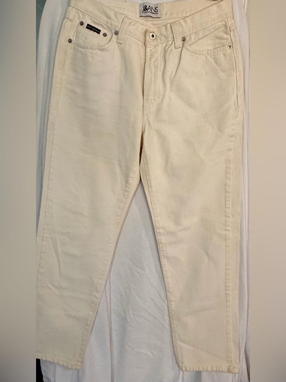 Dolce & Gabbana Cream Denim Pocket Jeans